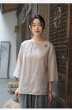 Nova Linen Embroidered Cheongsam Top