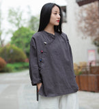 Jessamine Cotton-Linen Vintage Cheongsam Top