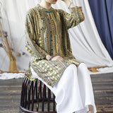 Dominique Striped Cotton Cheongsam Top