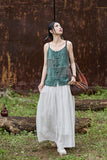 Patrician Linen Ramie Spliced Tie-Dye Tank Cheongsam Top