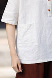 Pearl Linen Color Loose Cheongsam Top