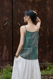 Patrician Linen Ramie Spliced Tie-Dye Tank Cheongsam Top
