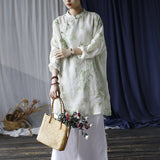 Ximena Ramie Print Cheongsam Dress