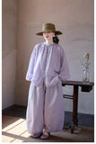Spica Purple Jade Cotton Wide-Leg Cheongsam Pants