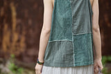 Patrician Linen Ramie Spliced Tie-Dye Tank Cheongsam Top
