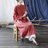 Elegance Cotton-Linen Vintage Cheongsam Dress