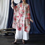 Venetia Linen Print Cheongsam Top