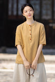 Pearl Linen Color Loose Cheongsam Top