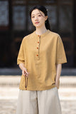 Pearl Linen Color Loose Cheongsam Top
