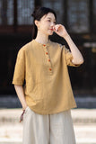Pearl Linen Color Loose Cheongsam Top