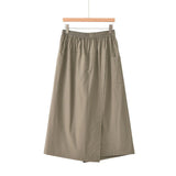Sage Cotton High-Waist Skirt Cheongsam Pants