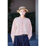 Crescendo Red Polka Dot Cotton Cheongsam Shirt