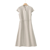 Zara Natural Linen Cheongsam Dress