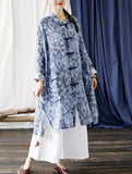 Zinnia Ramie Blue Loose Cheongsam Top