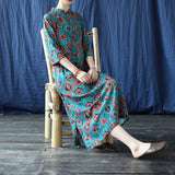 Prestige Cotton-Linen Digital Print Cheongsam Dress