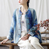 Gleam Ramie Striped Cheongsam Top