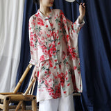 Venetia Linen Print Cheongsam Top