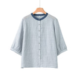 Pearl Cloud Gray Tencel Ramie Cheongsam Top