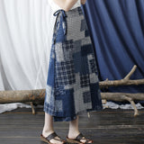 Floral Cotton-Linen Cheongsam Skirt