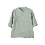 Prosperity Ramie Embroidered Cheongsam Top