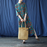Prestige Cotton-Linen Digital Print Cheongsam Dress