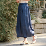 Xiomara Indigo Hemp Wide-Leg Cheongsam Pants