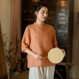 Prosperity Ramie Embroidered Cheongsam Top