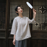 Nova Linen Embroidered Cheongsam Top