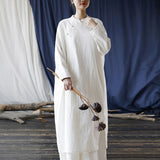 Elegance Cotton-Linen Vintage Cheongsam Dress