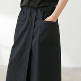 Sage Cotton High-Waist Skirt Cheongsam Pants