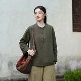 Pearl Linen Color Loose Cheongsam Top