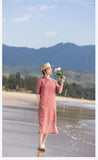 Josephina Crabapple Red Jacquard Cheongsam Dress