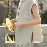 Verse Linen Pure White Cheongsam Shirt