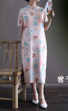 Meira Floral Print High-Slit Cheongsam Dress