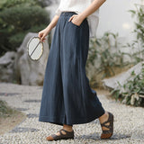 Xanthe Wide-Leg Tencel Linen Cheongsam Pants