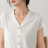 Kassandra Linen Blend Cardigan Cheongsam Top