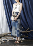 Floral Cotton-Linen Cheongsam Skirt