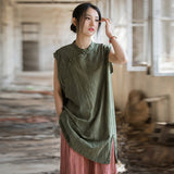 Zenaida Tie-Dye Ramie Cheongsam Top
