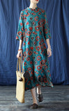 Prestige Cotton-Linen Digital Print Cheongsam Dress