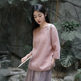 Nova Linen Embroidered Cheongsam Top