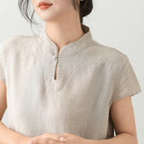 Zara Natural Linen Cheongsam Dress