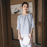Jade Linen Vintage Cheongsam Top