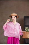 Juliana Crabapple Pink Cotton Cheongsam Shirt