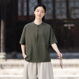 Pearl Linen Color Loose Cheongsam Top