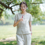 Lena Linen Embroidered Vintage Cheongsam Top