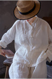 Adelaide Linen V-Neck Cheongsam Top