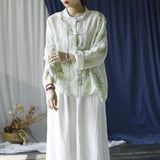 Peach Ramie Floral Cheongsam Top