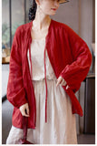 Cordelia Heroic Red Ramie Cheongsam Top