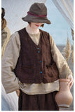 Leandra Linen Smoky Brown Cheongsam Vest