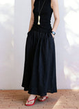 Vita Linen Black A-Line Cheongsam Skirt